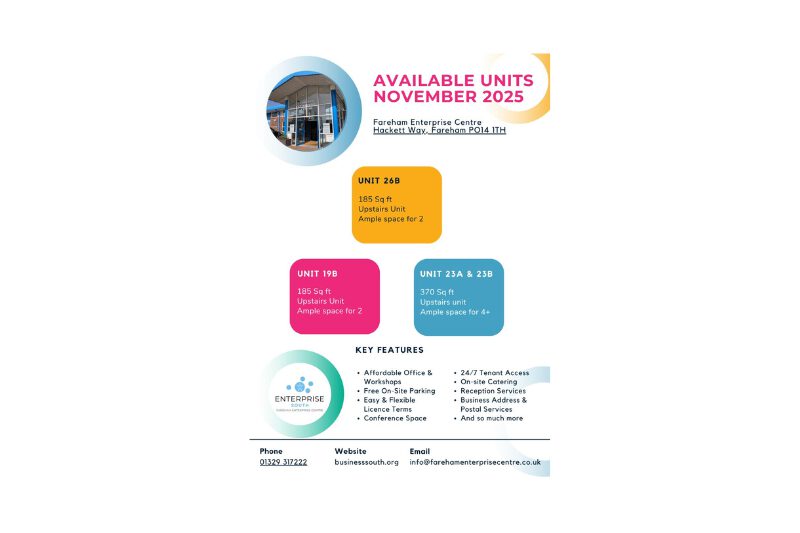 New units available at Fareham Enterprise Centre